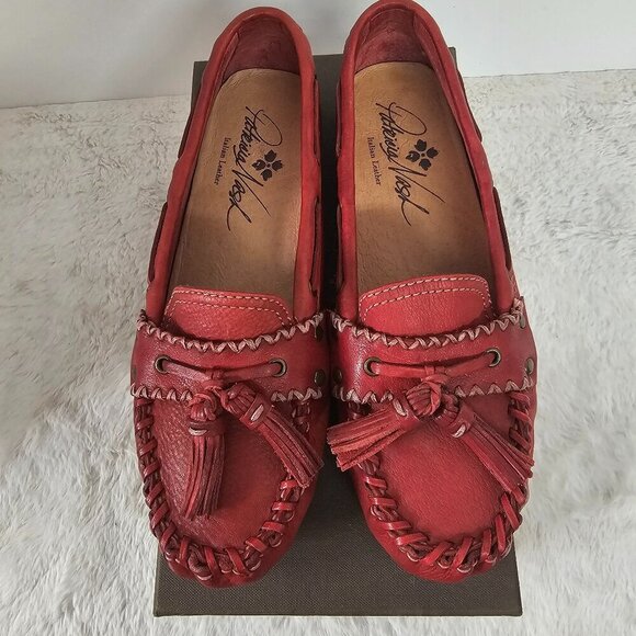 Patricia Nash Domenica Red Leather Tasseled Driving Loafer Boho Preppy 8.5 - Picture 12 of 12